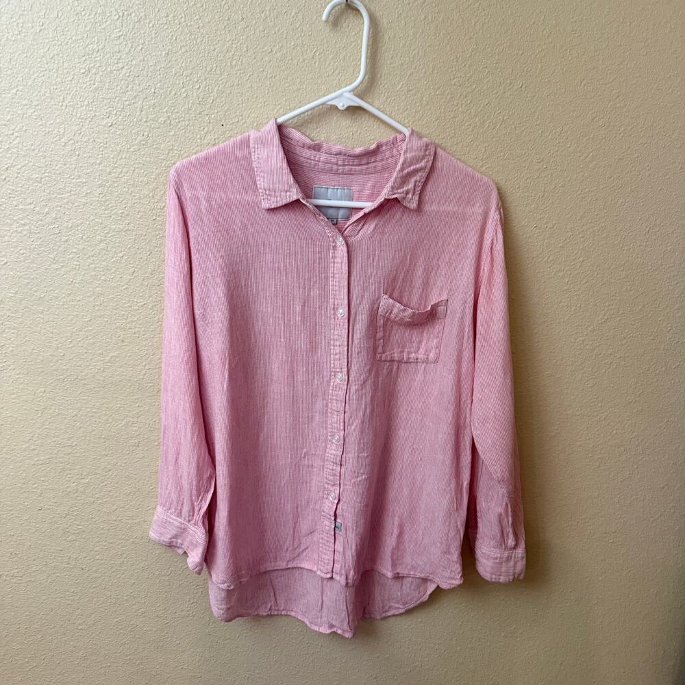 Rails Charli Button-Up Shirt in White/Melon M rayon-linen blend boho chic